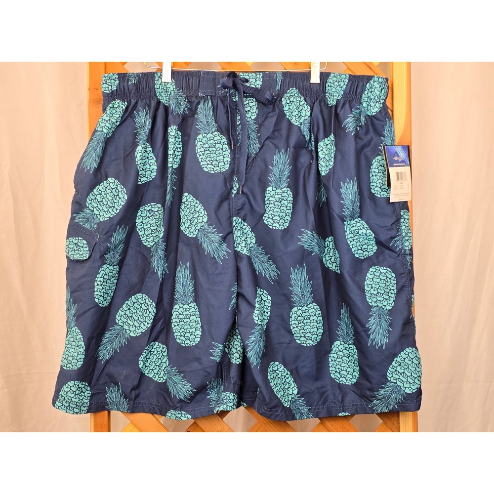 Kanu Surf Swim Trunks Mens 5X Navy Pineapple Pina Board Shorts -New